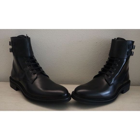 AllSaints 34ZM0117 Men's Sz 11M Black Beckworth Leather Combat Boots $380 - Picture 8 of 12